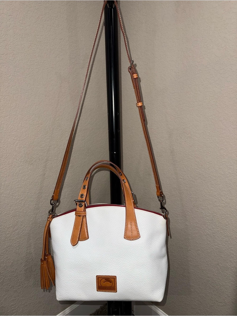 Dooney & Bourke Patterson White Leather Trina Satchel - Picture 3 of 16